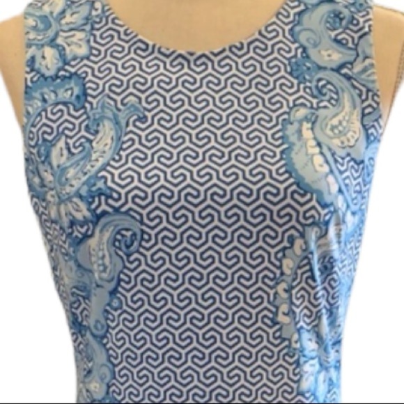 J. McLaughlin Sophia Dress Sleeveless White Blue Size XS - Picture 3 of 12